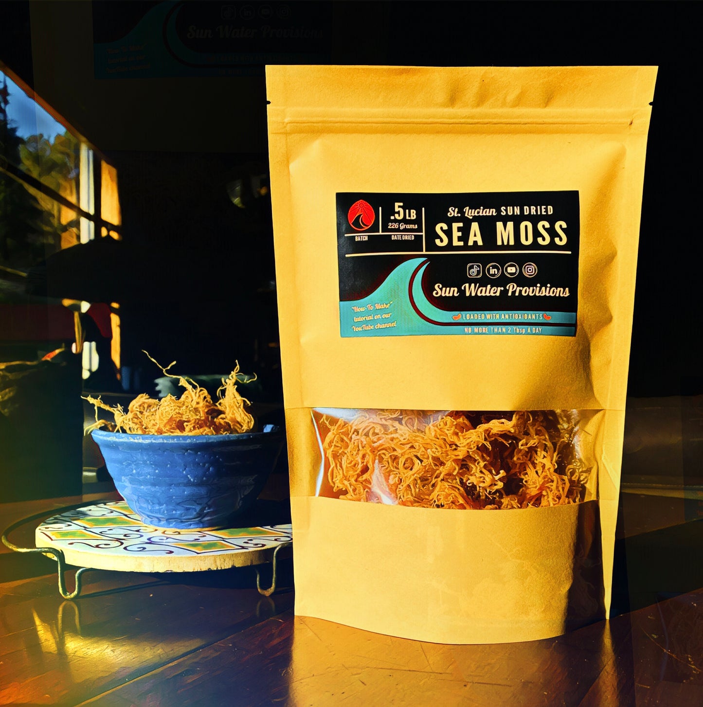 Wild Harvested Organic Sun Dried Sea Moss .5 lbs (makes eight 16 oz jars)