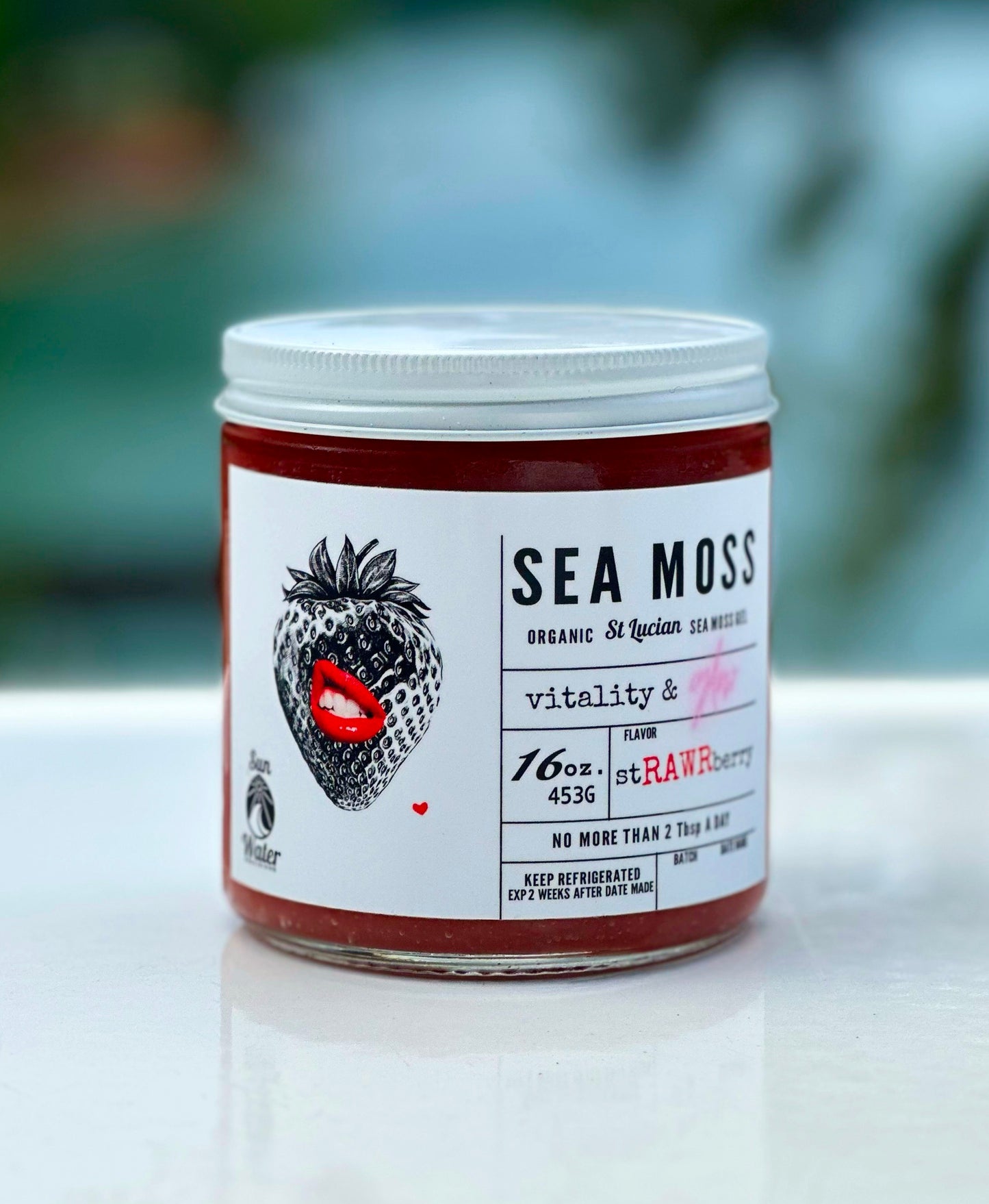 Sea Moss Gel 16 oz (Wild Harvested, Organic, & Strawberry Infused)